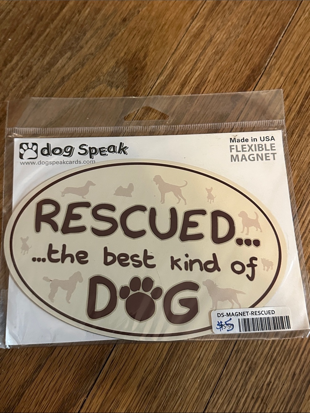 Rescued Dog Oval Magnet - Cream and Brown